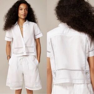 Nwt J.  Crew Gamine Eyelet Trim Shirt, White